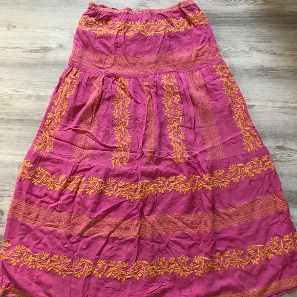 HOST PICK Hale Bob Sasha Maxi Skirt NWT Made in India Pink/Yellow/Gold SZ. Small - Picture 5 of 11